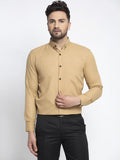 Jainish Beige Men's Cotton Solid Button Down Formal Shirts ( SF 734Beige ) | Grocsy