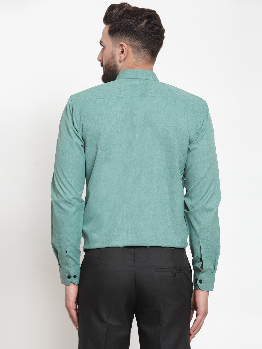 Jainish Green Men's Cotton Solid Button Down Formal Shirts ( SF 734Green ) | Grocsy