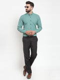 Jainish Green Men's Cotton Solid Button Down Formal Shirts ( SF 734Green ) | Grocsy