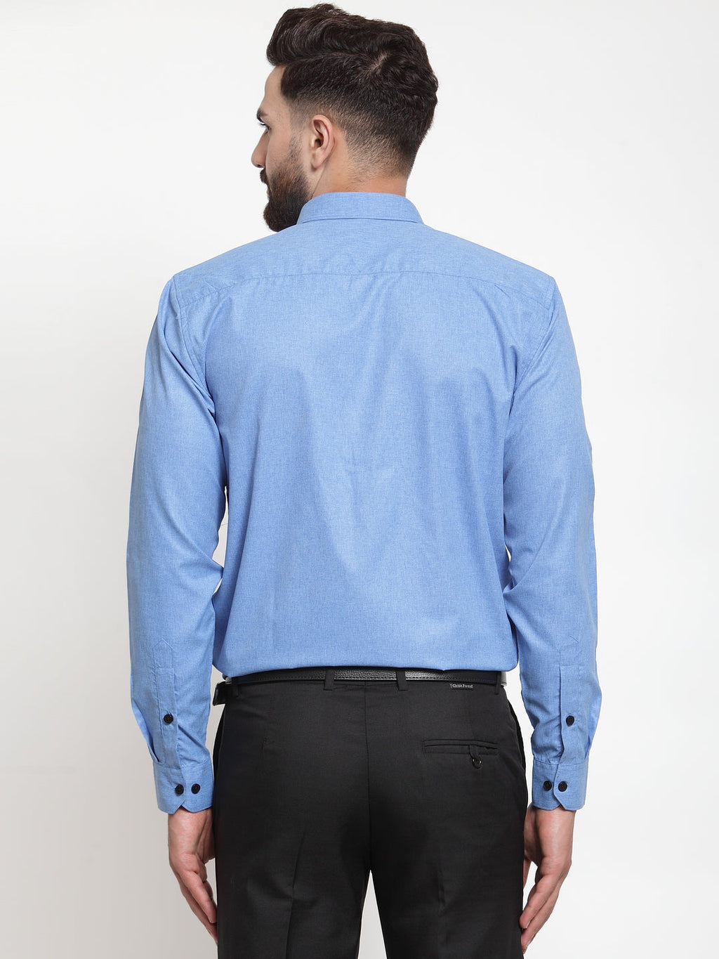 Jainish Blue Men's Cotton Solid Button Down Formal Shirts ( SF 734Light-Blue ) | Grocsy
