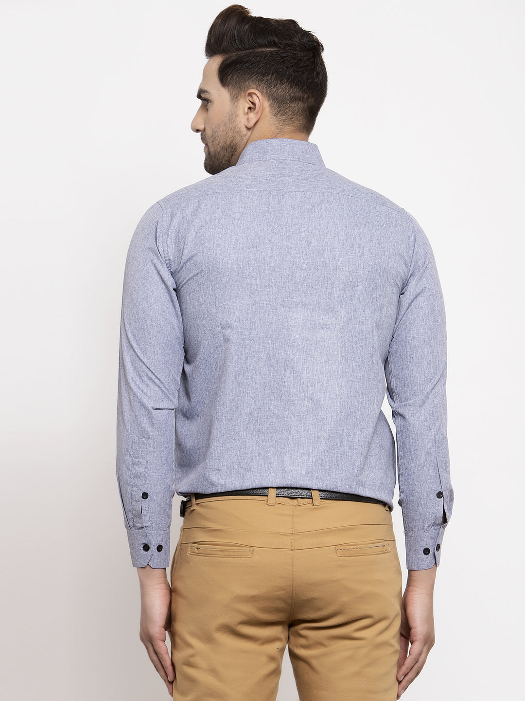 Jainish Grey Men's Cotton Solid Button Down Formal Shirts ( SF 734Light-Grey ) | Grocsy