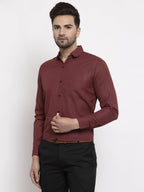 Jainish Maroon Men's Cotton Solid Button Down Formal Shirts ( SF 734Maroon ) | Grocsy