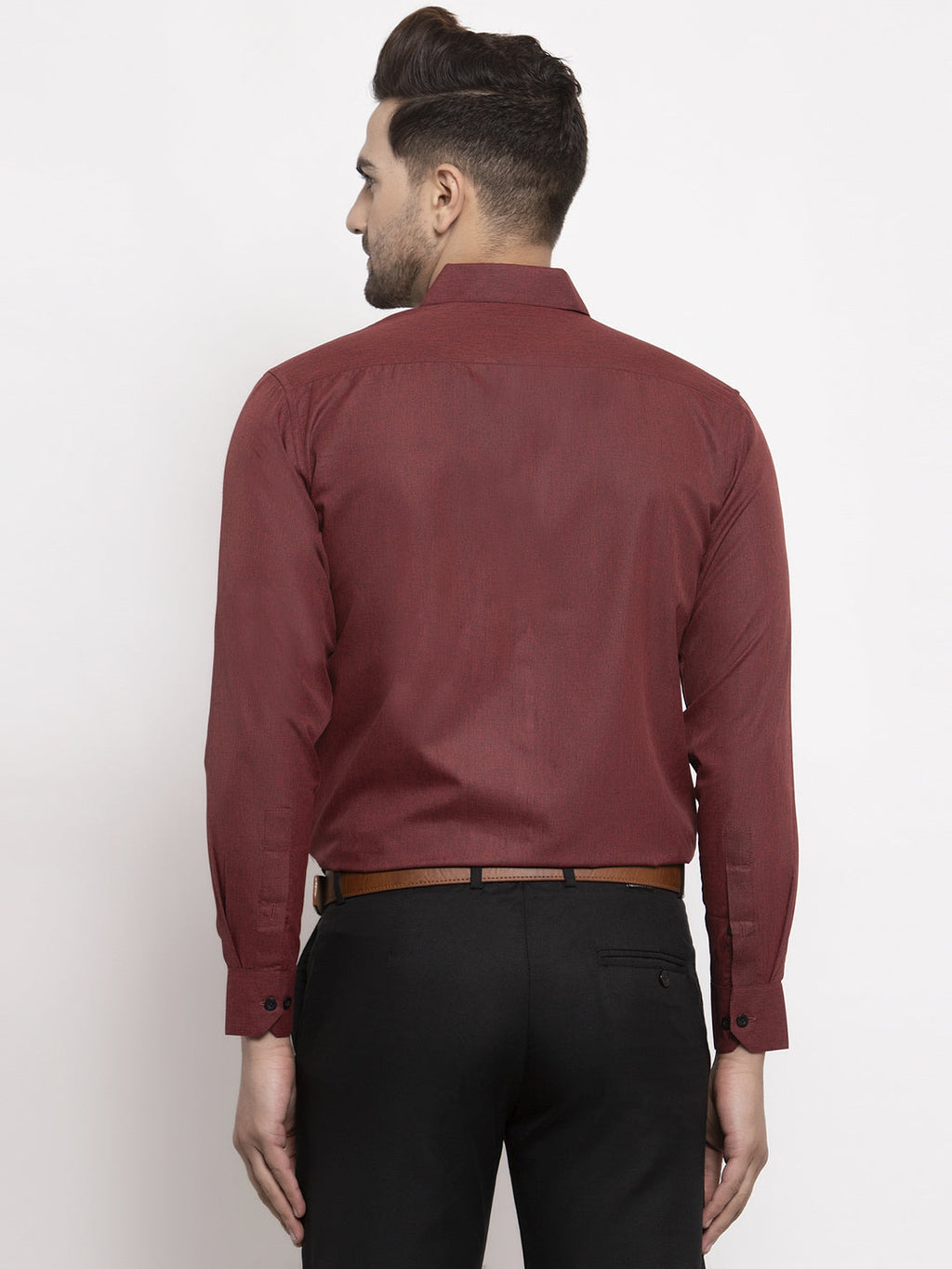 Jainish Maroon Men's Cotton Solid Button Down Formal Shirts ( SF 734Maroon ) | Grocsy