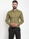 Jainish Olive Men's Cotton Solid Button Down Formal Shirts ( SF 734Olive ) | Grocsy