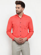 Jainish Orange Men's Cotton Solid Button Down Formal Shirts ( SF 734Orange ) | Grocsy