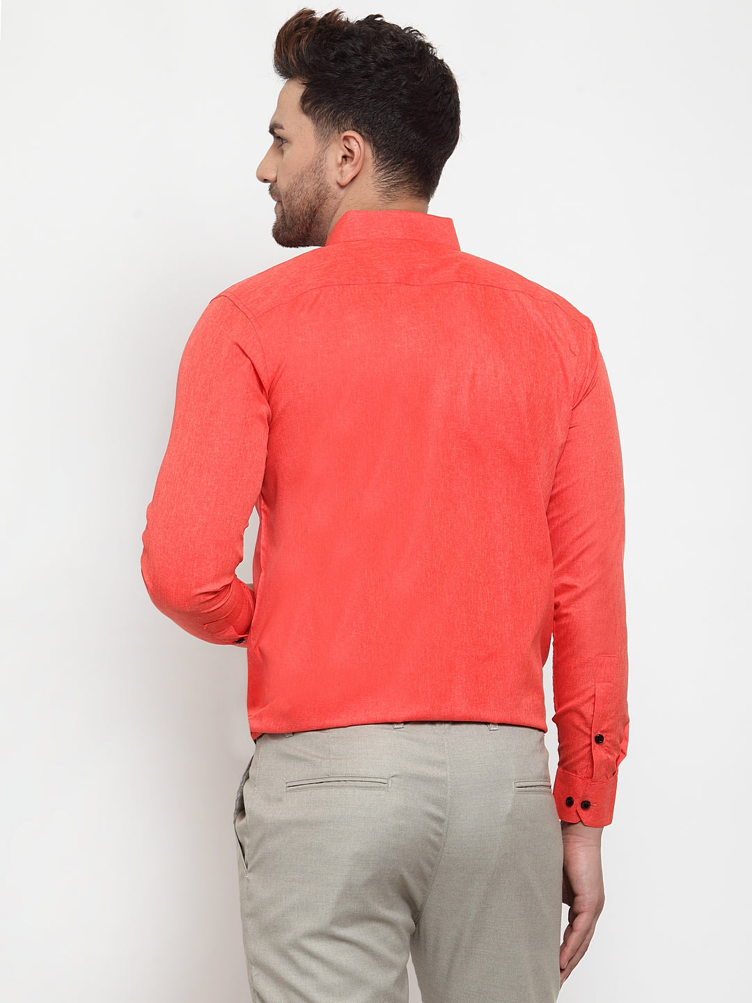 Jainish Orange Men's Cotton Solid Button Down Formal Shirts ( SF 734Orange ) | Grocsy