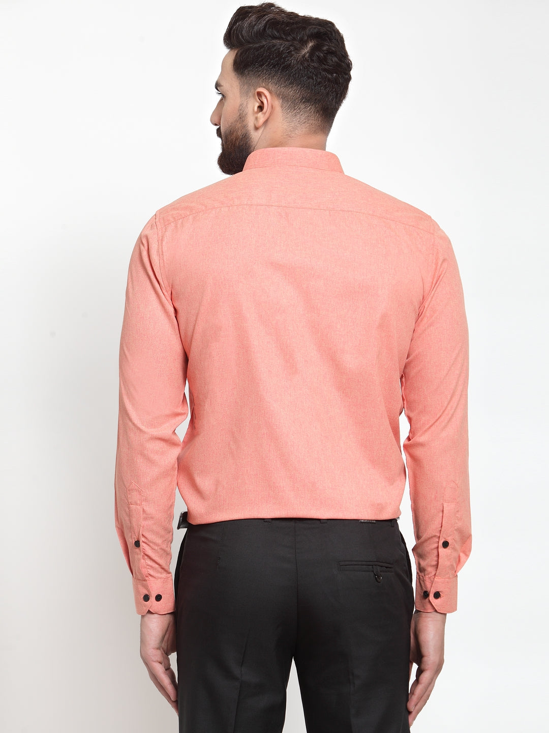 Jainish Peach Men's Cotton Solid Button Down Formal Shirts ( SF 734Peach ) | Grocsy