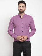Jainish Purple Men's Cotton Solid Button Down Formal Shirts ( SF 734Purple ) | Grocsy