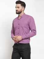 Jainish Purple Men's Cotton Solid Button Down Formal Shirts ( SF 734Purple ) | Grocsy