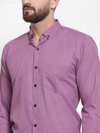 Jainish Purple Men's Cotton Solid Button Down Formal Shirts ( SF 734Purple ) | Grocsy