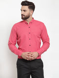 Jainish Red Men's Cotton Solid Button Down Formal Shirts ( SF 734Red ) | Grocsy