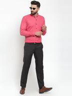 Jainish Red Men's Cotton Solid Button Down Formal Shirts ( SF 734Red ) | Grocsy