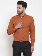 Jainish Rust Men's Cotton Solid Button Down Formal Shirts ( SF 734Rust ) | Grocsy