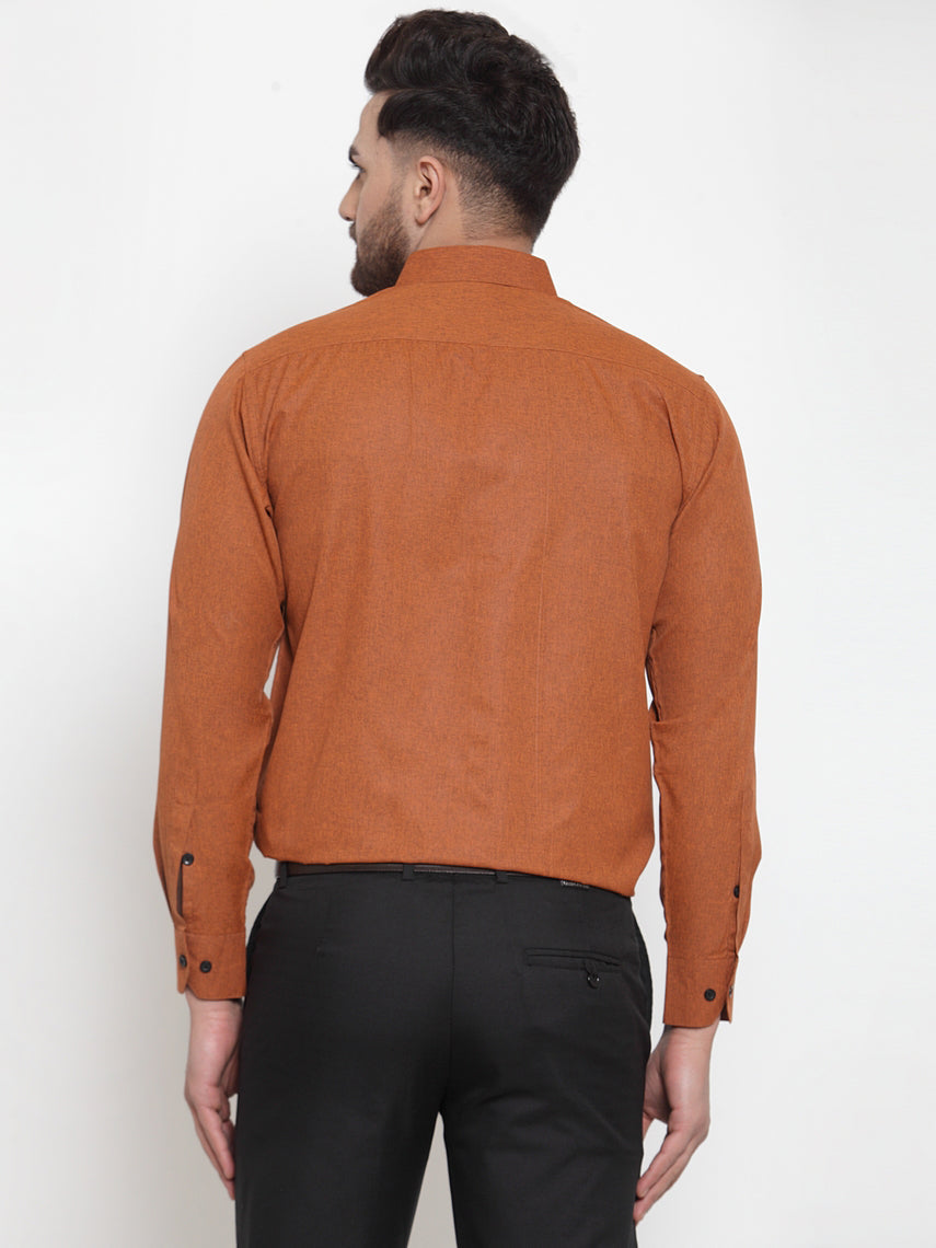 Jainish Rust Men's Cotton Solid Button Down Formal Shirts ( SF 734Rust ) | Grocsy