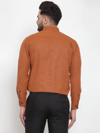 Jainish Rust Men's Cotton Solid Button Down Formal Shirts ( SF 734Rust ) | Grocsy