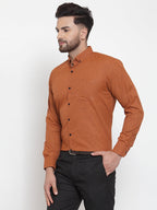 Jainish Rust Men's Cotton Solid Button Down Formal Shirts ( SF 734Rust ) | Grocsy