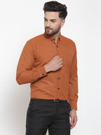 Jainish Rust Men's Cotton Solid Button Down Formal Shirts ( SF 734Rust ) | Grocsy
