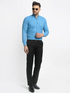 Jainish Blue Men's Cotton Solid Button Down Formal Shirts ( SF 734Sky ) | Grocsy