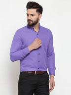 Jainish Purple Men's Cotton Solid Button Down Formal Shirts ( SF 734Voilet ) | Grocsy