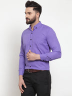 Jainish Purple Men's Cotton Solid Button Down Formal Shirts ( SF 734Voilet ) | Grocsy