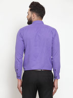Jainish Purple Men's Cotton Solid Button Down Formal Shirts ( SF 734Voilet ) | Grocsy