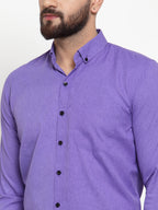 Jainish Purple Men's Cotton Solid Button Down Formal Shirts ( SF 734Voilet ) | Grocsy