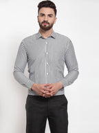 Jainish Black Men's Cotton Striped Formal Shirts ( SF 735Black ) | Grocsy
