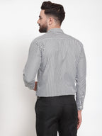 Jainish Black Men's Cotton Striped Formal Shirts ( SF 735Black ) | Grocsy