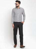 Jainish Black Men's Cotton Striped Formal Shirts ( SF 735Black ) | Grocsy