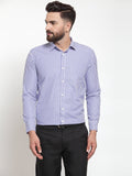 Jainish Blue Men's Cotton Striped Formal Shirts ( SF 735Blue ) | Grocsy
