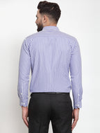 Jainish Blue Men's Cotton Striped Formal Shirts ( SF 735Blue ) | Grocsy