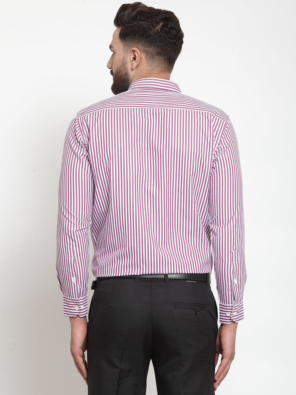 Jainish Purple Men's Cotton Striped Formal Shirts ( SF 735Purple ) | Grocsy