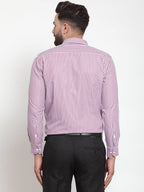 Jainish Purple Men's Cotton Striped Formal Shirts ( SF 735Purple ) | Grocsy