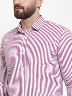 Jainish Purple Men's Cotton Striped Formal Shirts ( SF 735Purple ) | Grocsy