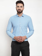 Jainish Blue Men's Cotton Striped Formal Shirts ( SF 735Sky ) | Grocsy