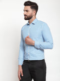 Jainish Blue Men's Cotton Striped Formal Shirts ( SF 735Sky ) | Grocsy