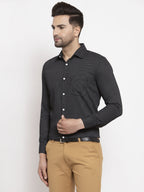 Jainish Black Men's Cotton Polka Dots Formal Shirts ( SF 736Black ) | Grocsy