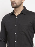 Jainish Black Men's Cotton Polka Dots Formal Shirts ( SF 736Black ) | Grocsy