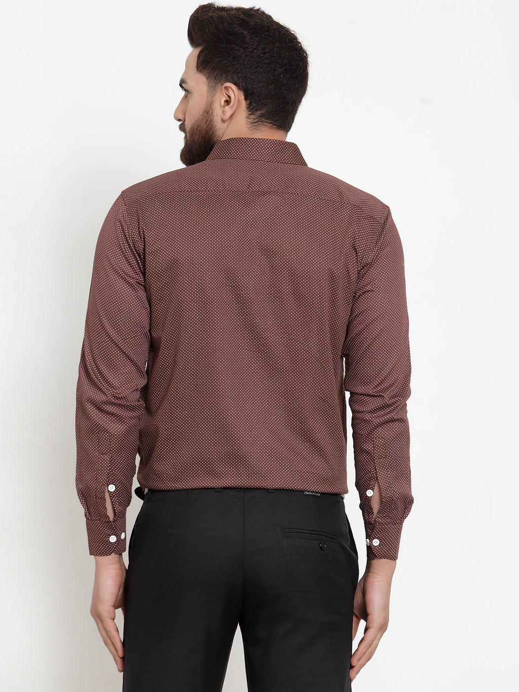 Jainish Brown Men's Cotton Polka Dots Formal Shirts ( SF 736Coffee ) | Grocsy