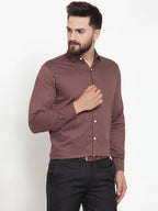 Jainish Brown Men's Cotton Polka Dots Formal Shirts ( SF 736Coffee ) | Grocsy