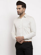 Jainish Cream Men's Cotton Polka Dots Formal Shirts ( SF 736Cream ) | Grocsy