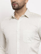 Jainish Cream Men's Cotton Polka Dots Formal Shirts ( SF 736Cream ) | Grocsy