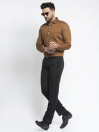 Jainish Brown Men's Cotton Polka Dots Formal Shirts ( SF 736Dark-Brown ) | Grocsy