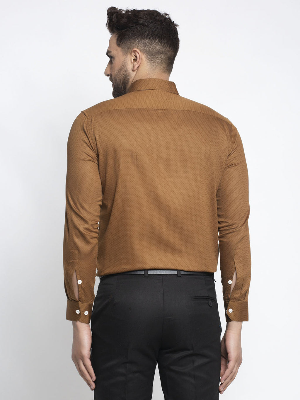 Jainish Brown Men's Cotton Polka Dots Formal Shirts ( SF 736Dark-Brown ) | Grocsy
