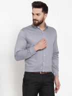 Jainish Grey Men's Cotton Polka Dots Formal Shirts ( SF 736Grey ) | Grocsy