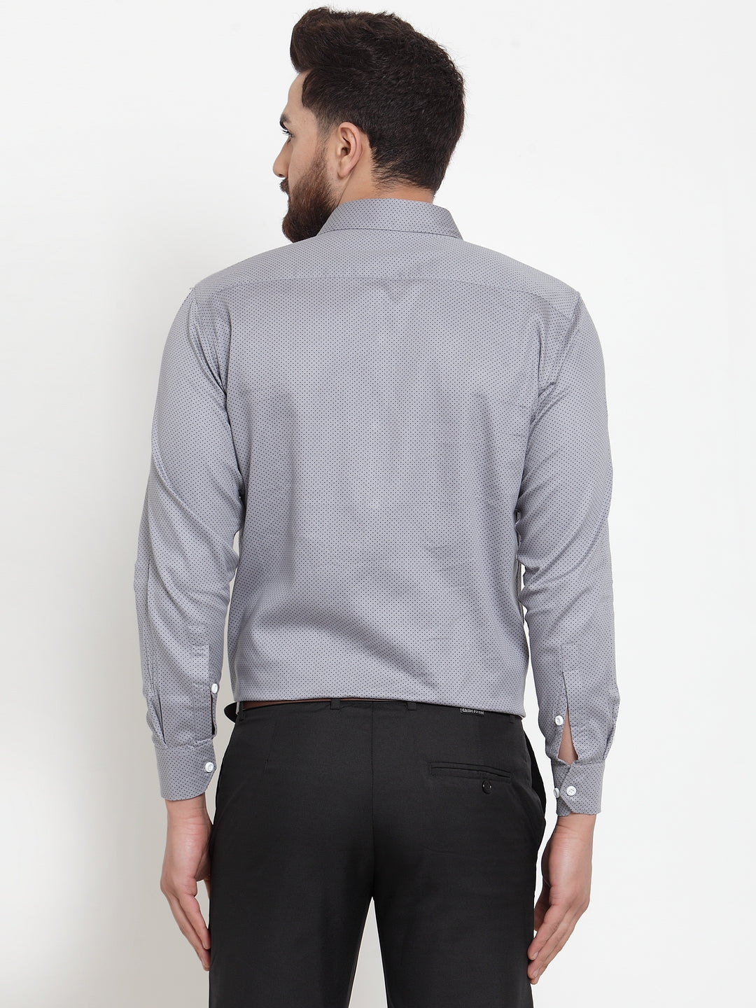Jainish Grey Men's Cotton Polka Dots Formal Shirts ( SF 736Grey ) | Grocsy