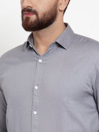 Jainish Grey Men's Cotton Polka Dots Formal Shirts ( SF 736Grey ) | Grocsy
