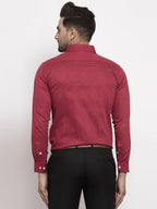 Jainish Maroon Men's Cotton Polka Dots Formal Shirts ( SF 736Maroon ) | Grocsy