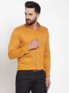 Jainish Yellow Men's Cotton Polka Dots Formal Shirts ( SF 736Mustard ) | Grocsy