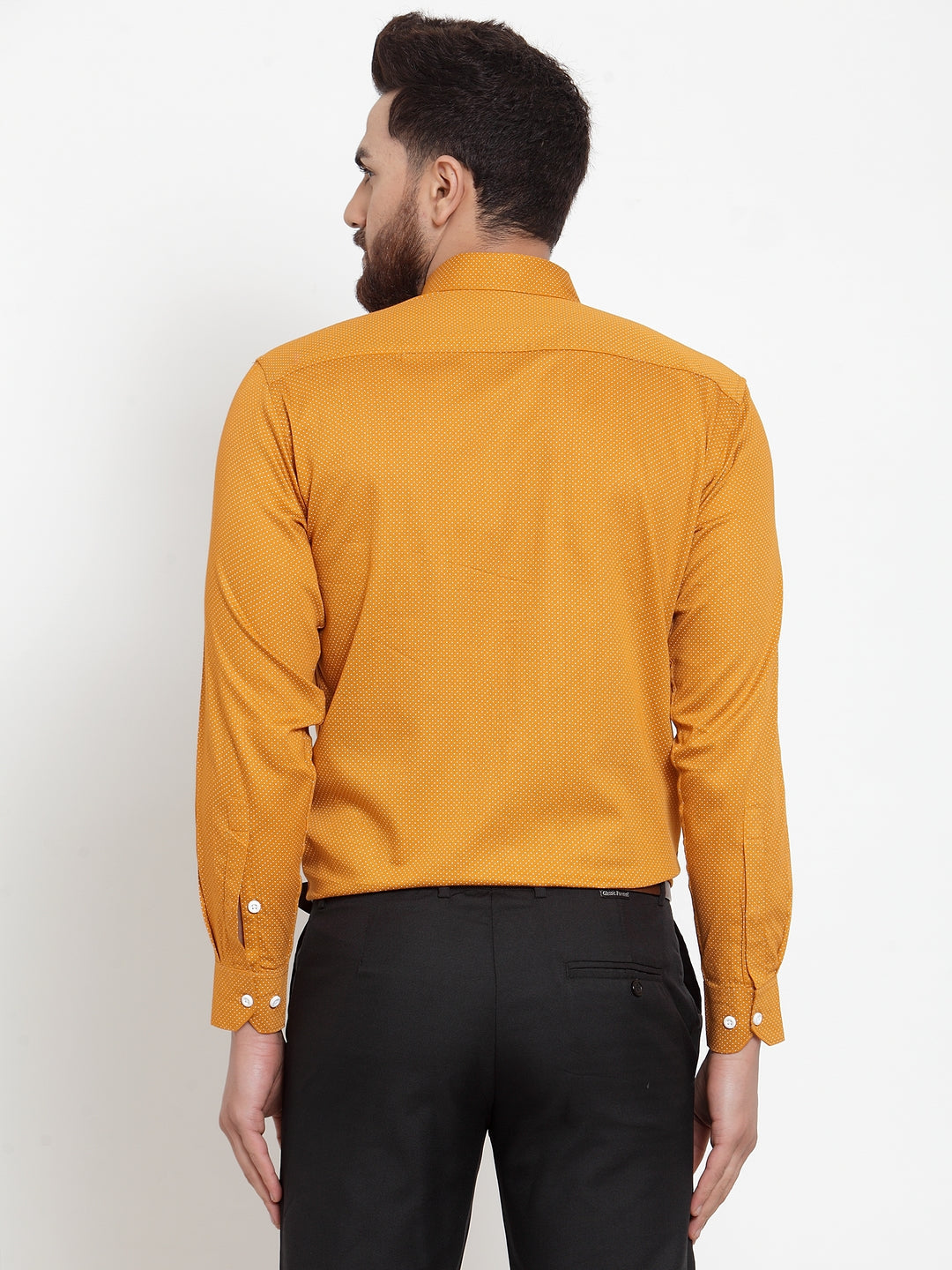 Jainish Yellow Men's Cotton Polka Dots Formal Shirts ( SF 736Mustard ) | Grocsy